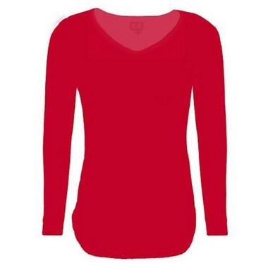 Body ou camisa vermelha de manga comprida para mulheres