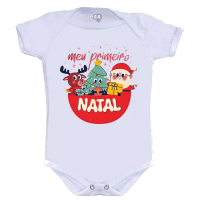 Body Bebê Natalino Estampado Meu Primeiro Natal 