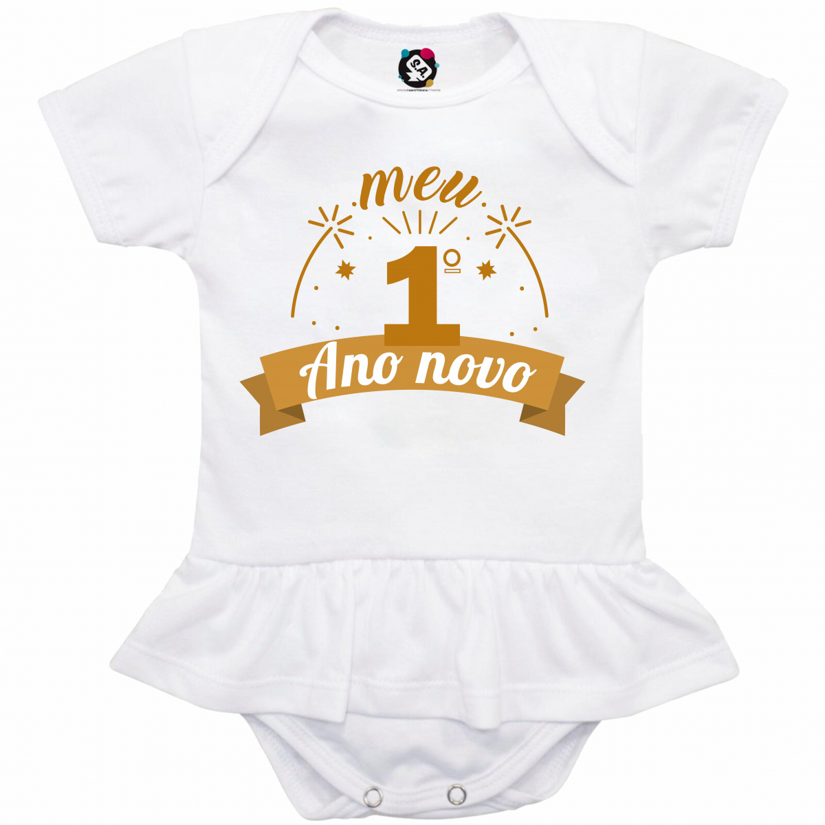 Body com Sainha Meu Primeiro Ano Novo na Camiseteria S.A.