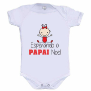 Body Ou Camisetinha Divertido Esperando O Papai Noel Menina