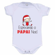 Body Ou Camisetinha Divertido Esperando O Papai Noel Menino