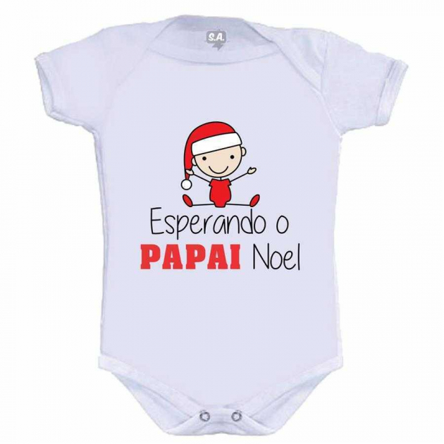 Body Ou Camisetinha Divertido Esperando O Papai Noel Menino