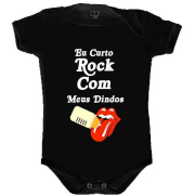 Body Divertido Eu Curto Rock Com Meus Dindos -  Preto