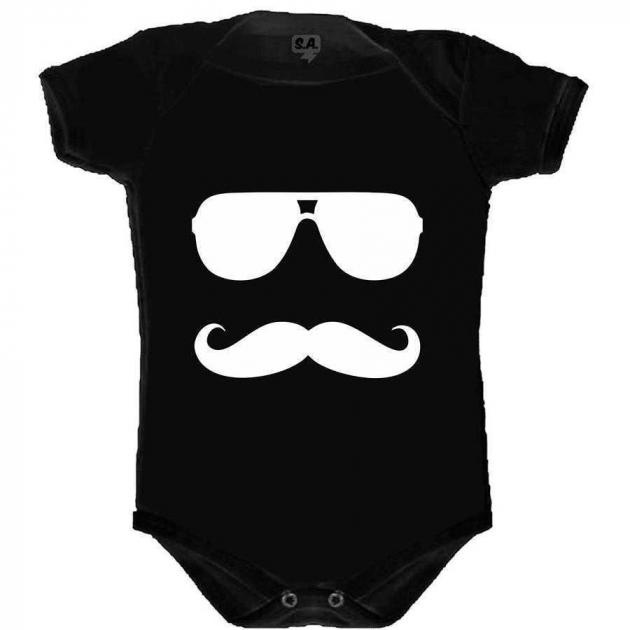 Body Divertido Preto Bigode