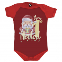 Body Temático Vermelho  Meu primeiro Natal Papai Noel 