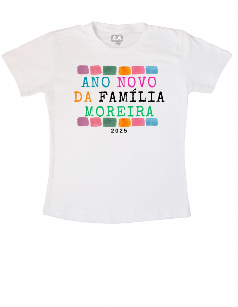 Camiseta Adulto Ano Novo Da Família Personalizada 