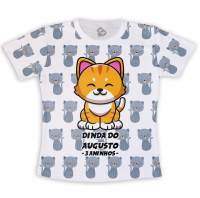 Camiseta Adulto Estampa Total Personalizada Gato e Gatinhos 