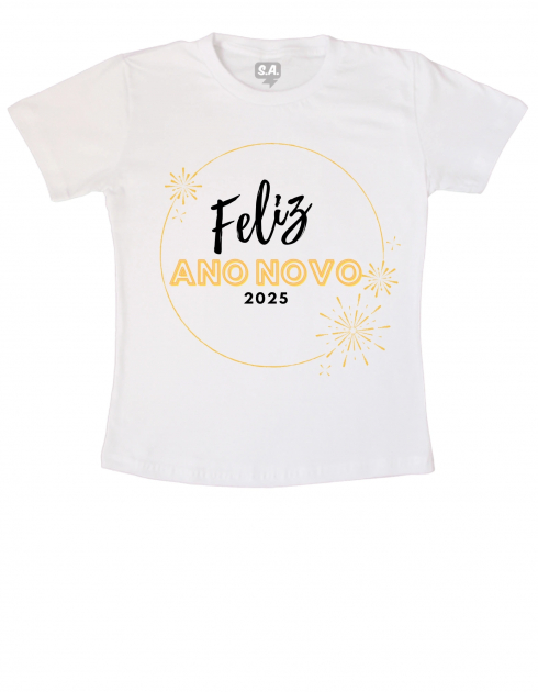 Camiseta Adulto Feliz Ano Novo 2025