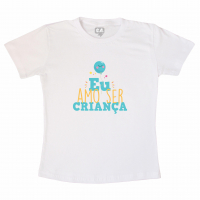 Camiseta Infantil Dia Das Crianças Eu Amo Ser Criança Estampada Em Azul