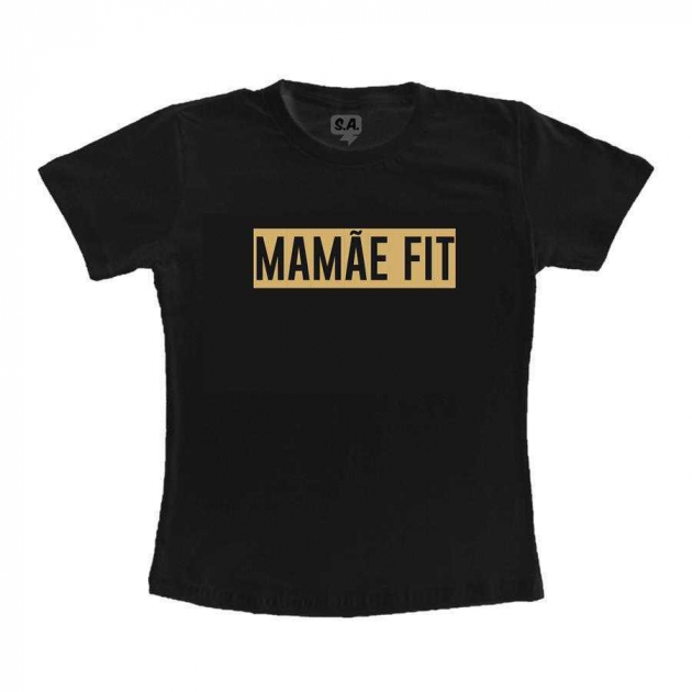 Camiseta Preta 100% Algodão Mamãe Fit