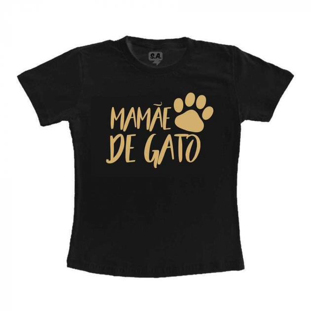 Camiseta Preta  Mamãe De Gato