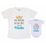 Kit Camiseta E Body Mamãe De Um Principe