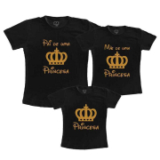 Kit Família Pai e Mãe de Princesa - Preto