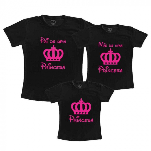 Kit Família Pai e Mãe de Princesa- Preto