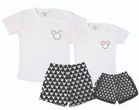 Kit Pijamas Casal Estampado Mickey e Minnie 