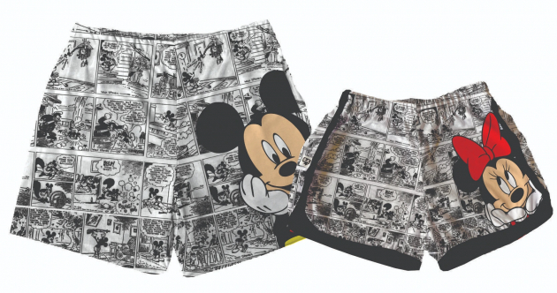 Kit Shorts De Verão Tactel Casal Mickey E Minnie 