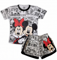 Pijama Adulto Feminino Estampado Mickey e Minnie 