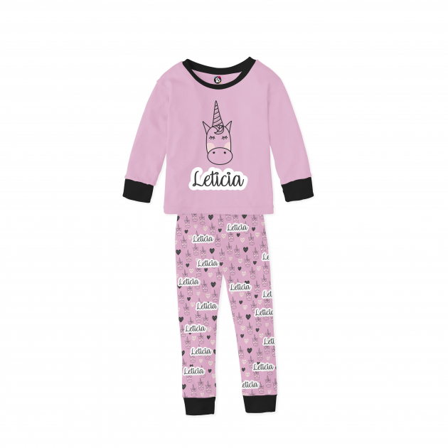 Pijama Infantil de Malha Com Punho Unicórnio