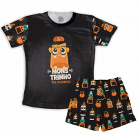 Pijama Infantil De Malha Masculino Halloween Monstrinho Da Mamãe