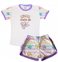 Pijama Feminino Infantil Malha Fé