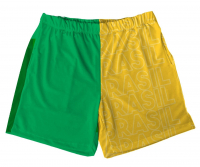 Short Tactel Infantil Amarelo  E Verde Para A Copa